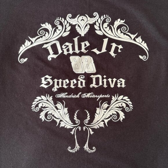 Dale Jr. Speed Diva black with shiny silver lettering tee. Women's size XL. - Picture 2 of 7